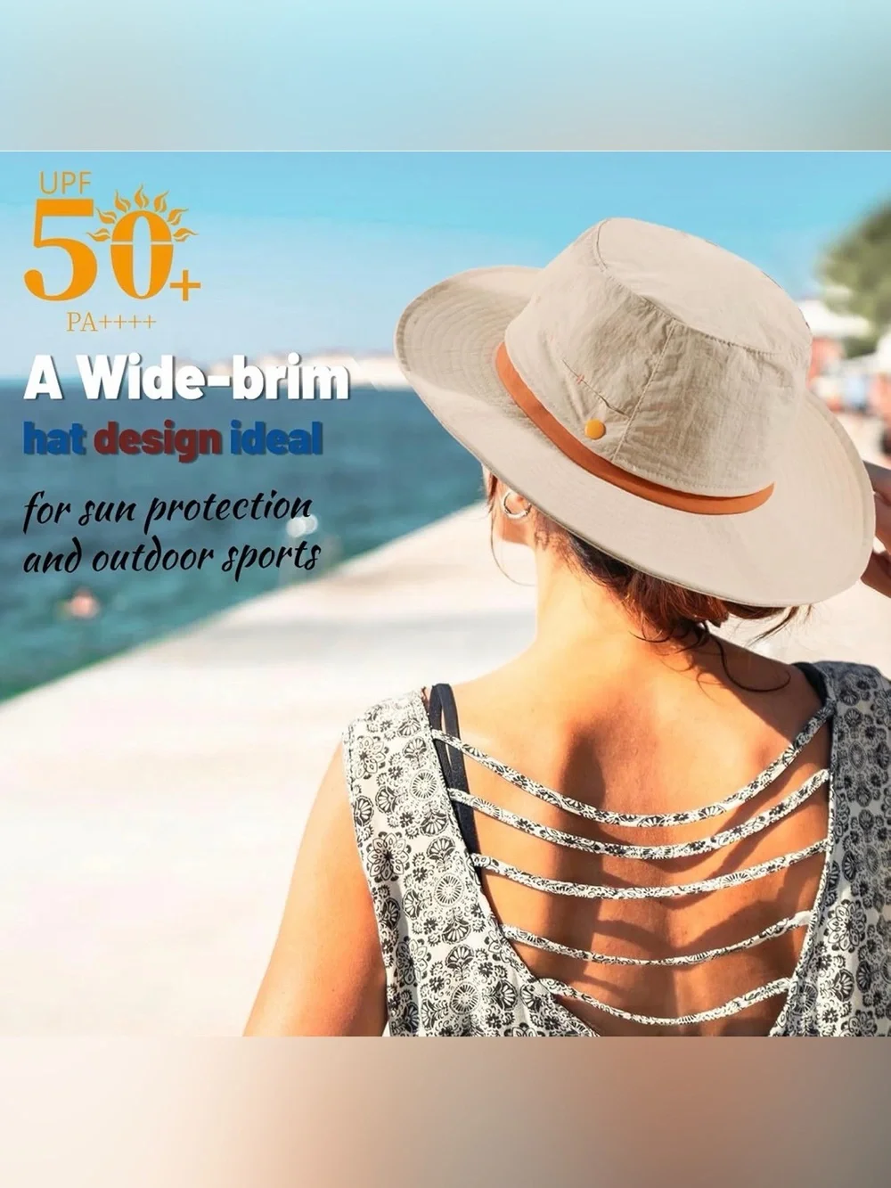 Peach Women's Foldable Wide-Brim Sun protection Hat - UPF 50+ Waterproof NWT